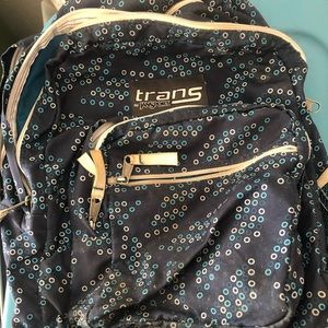 blue dotted backpack